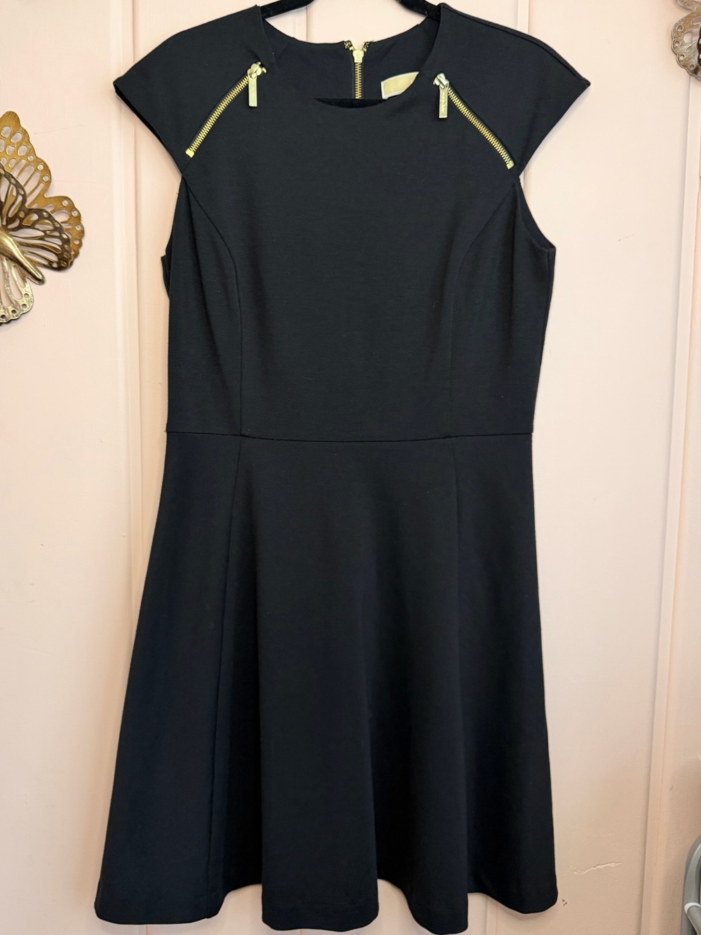 MICHAEL KORS Michael Kors Black Dress with Gold Zipper Accents sz10